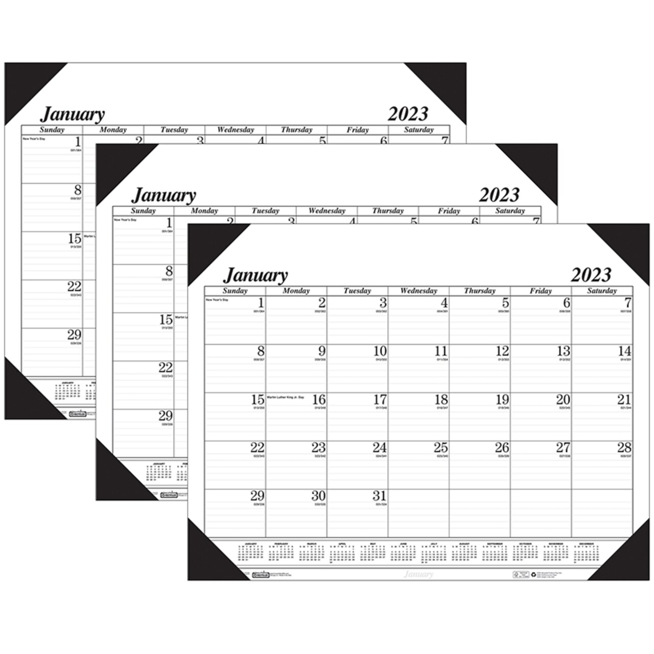 Academic Economy Desk Pad, 12 Months, January-December, Pack Of 3